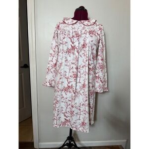 Petite Plume Red White Toile Smocked Nightgown Peter Pan Collar Size 14
